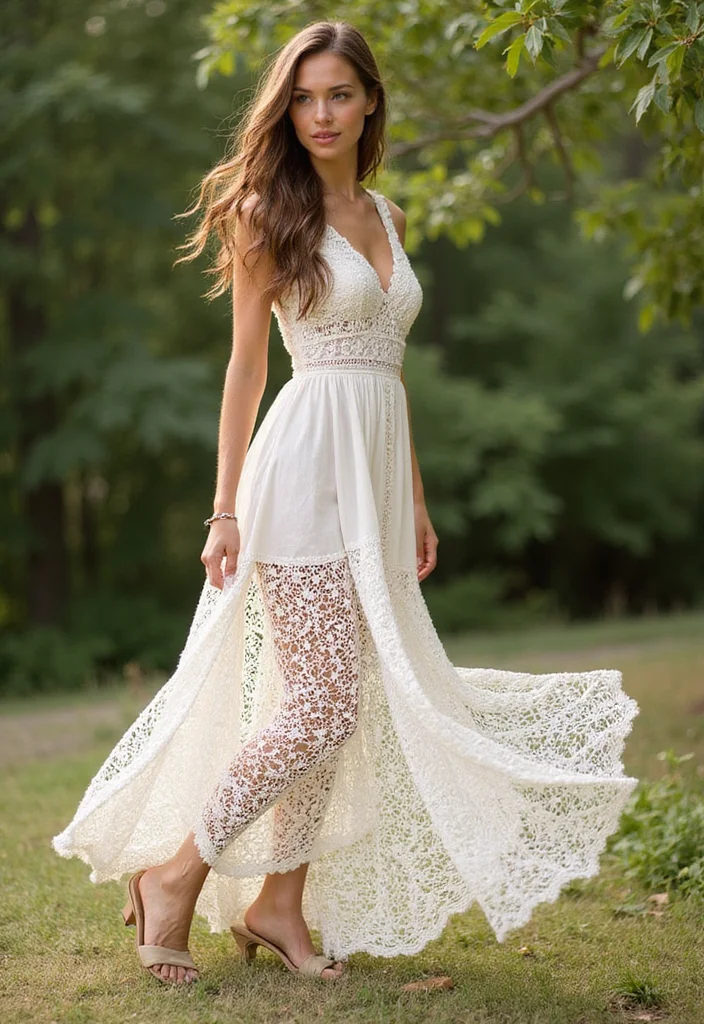 29 Fashion Looks for Crochet Clothing and Accessories - 1. Boho-Chic Crochet Maxi Dress