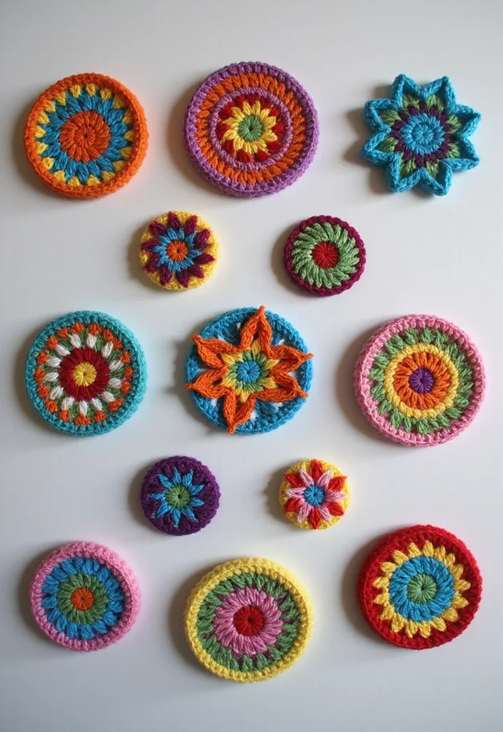 30 Beautiful Projects with Mosaic Crochet Patterns: Free Charts Await! - 17. Mosaic Crochet Fridge Magnets