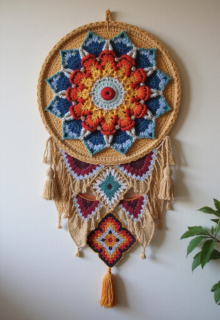 30 Beautiful Projects with Mosaic Crochet Patterns: Free Charts Await! - 4. Mosaic Wall Hangings