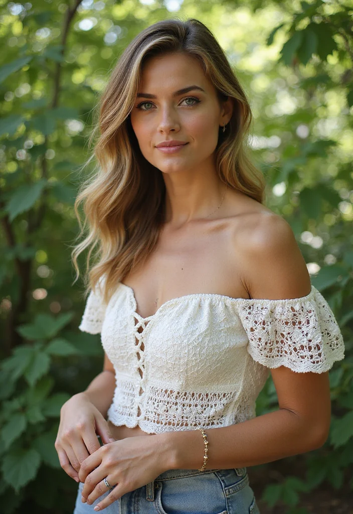 30 Beautiful Wearables from Crochet Summer Tops Free Patterns - 7. Off-Shoulder Delight