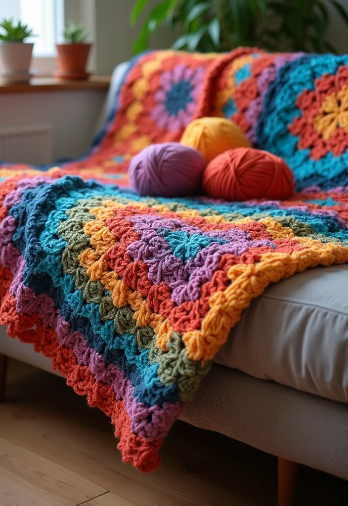 30 Colorful Projects Using Granny Square Crochet Patterns Free - 1. Cozy Granny Square Blanket