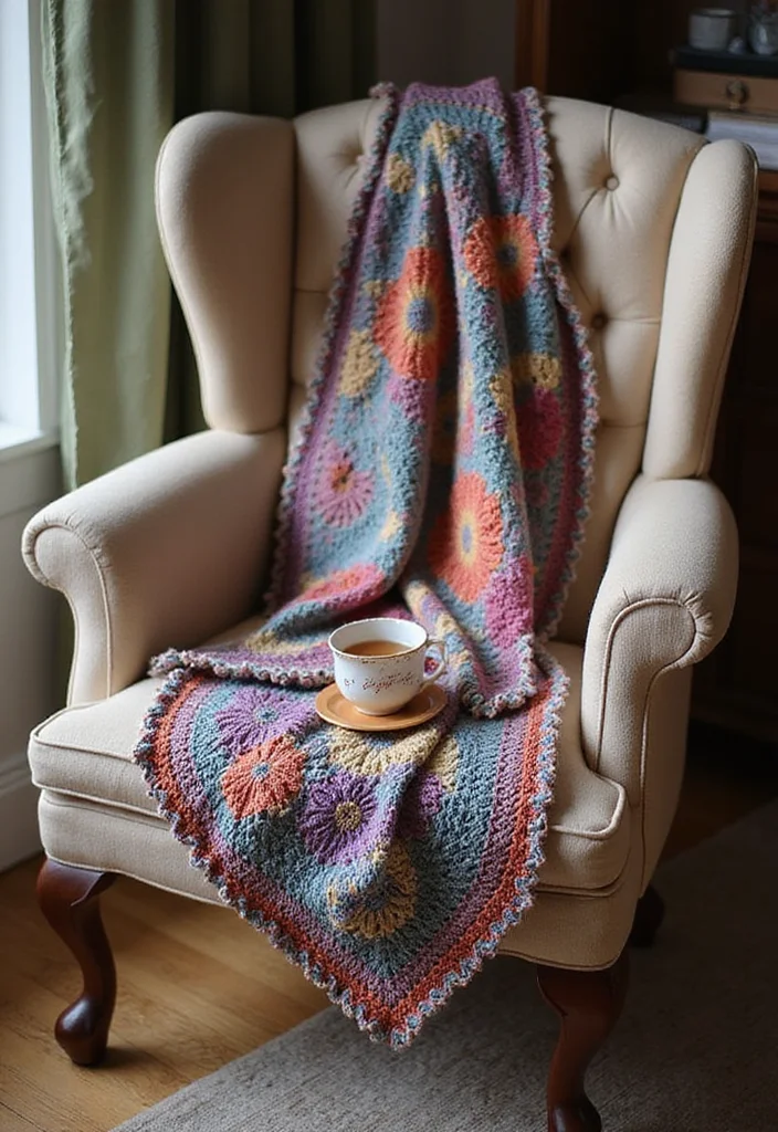 30 Colorful Projects Using Granny Square Crochet Patterns Free - 11. Granny Square Scarf