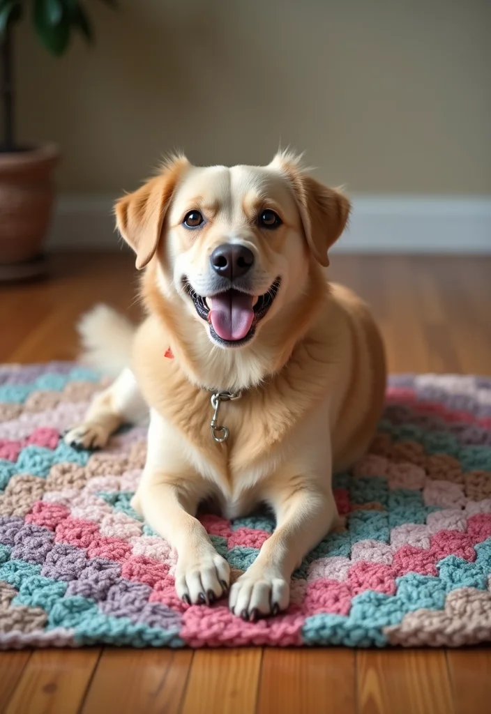 30 Colorful Projects Using Granny Square Crochet Patterns Free - 15. Granny Square Pet Blanket