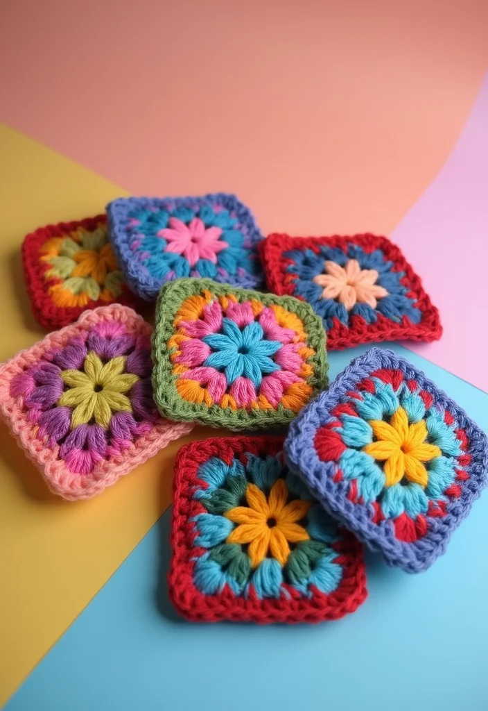 30 Colorful Projects Using Granny Square Crochet Patterns Free - 20. Granny Square Hair Accessories