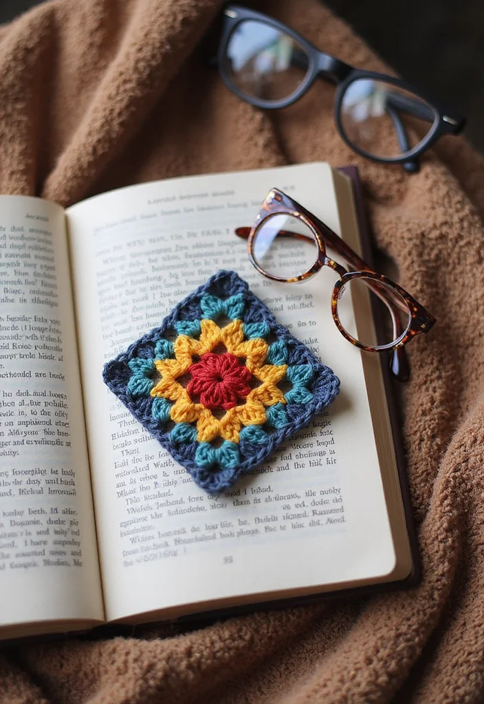 30 Colorful Projects Using Granny Square Crochet Patterns Free - 30. Granny Square Bookmark