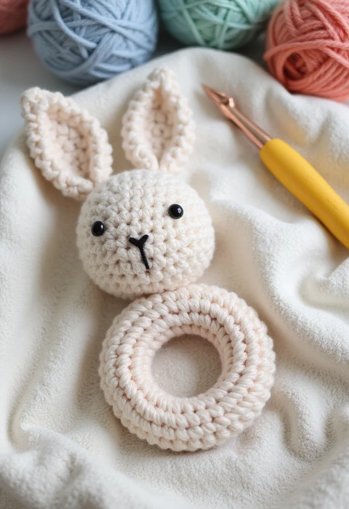 30 Cute Toys to Make Using Crochet Amigurumi Free Patterns - 1. Adorable Bunny Rattle