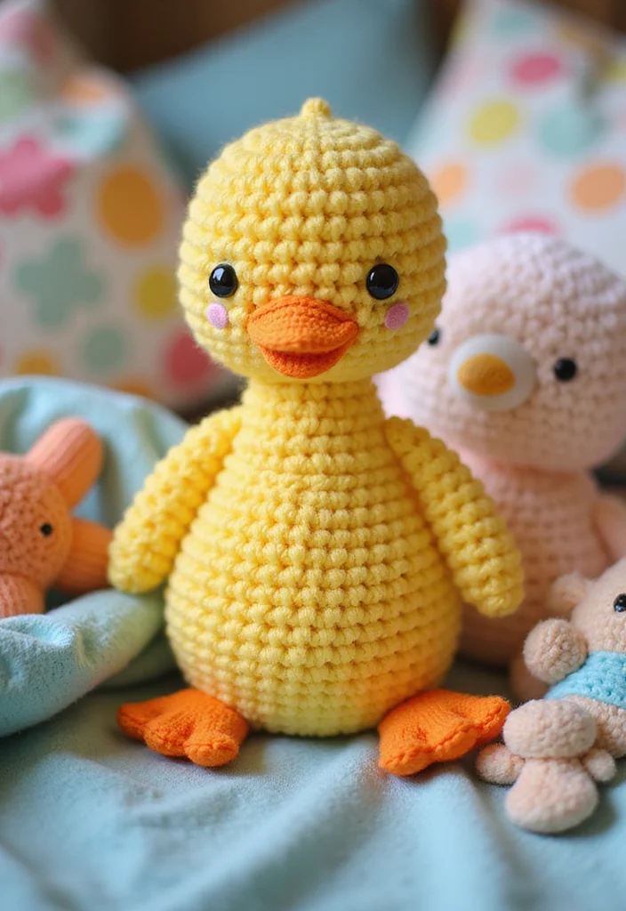 30 Cute Toys to Make Using Crochet Amigurumi Free Patterns - 11. Charming Duckling