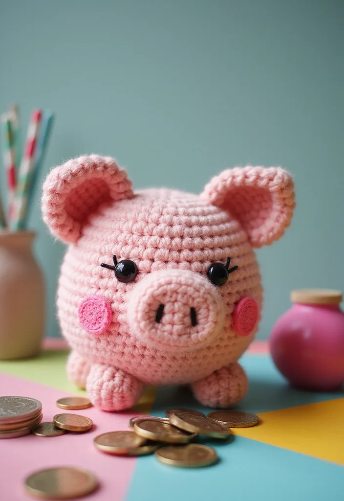 30 Cute Toys to Make Using Crochet Amigurumi Free Patterns - 14. Happy Piggy Bank