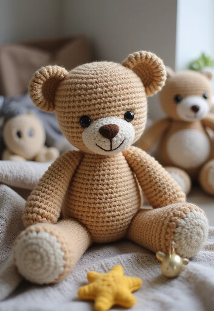 30 Cute Toys to Make Using Crochet Amigurumi Free Patterns - 19. Sweet Teddy Bear