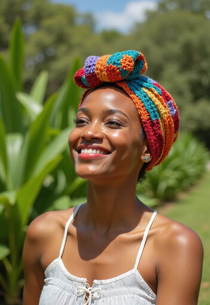 30 Fashionable Crochet Styles for Black Women to Wear - 3. Crochet Headwrap