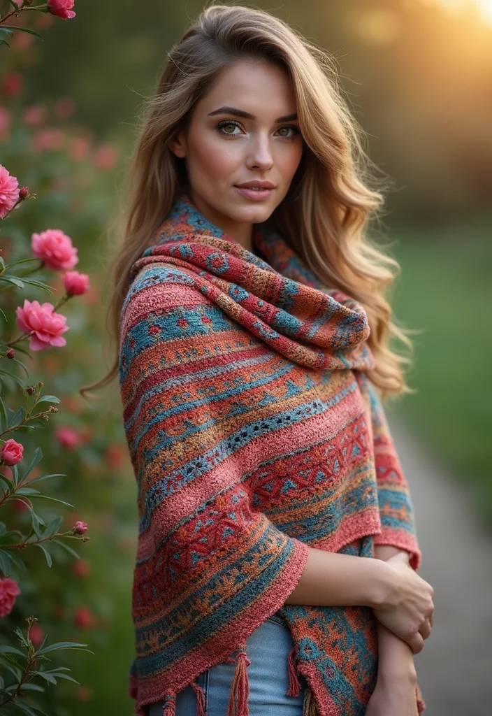 30 Fashionable Crochet Styles for Black Women to Wear - 7. Beautiful Crochet Shawl