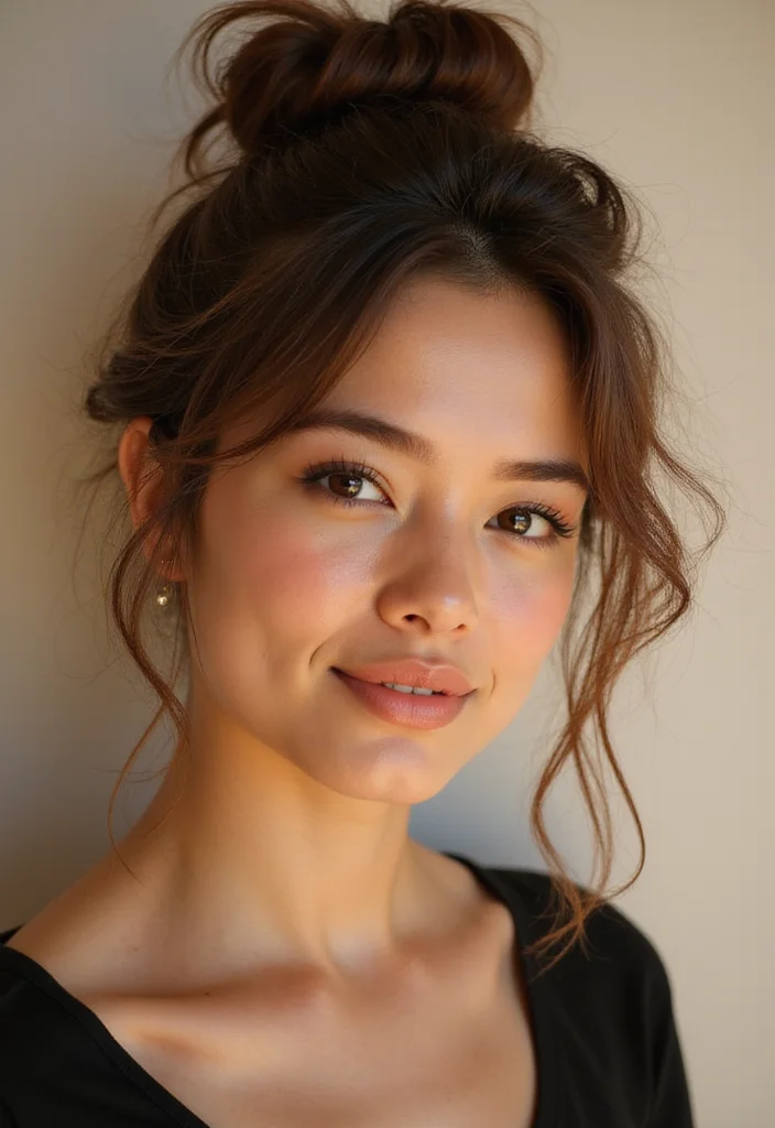 30 Iconic Hair Looks from Curly Crochet Hair Styles - 11. Messy Bun with Curls