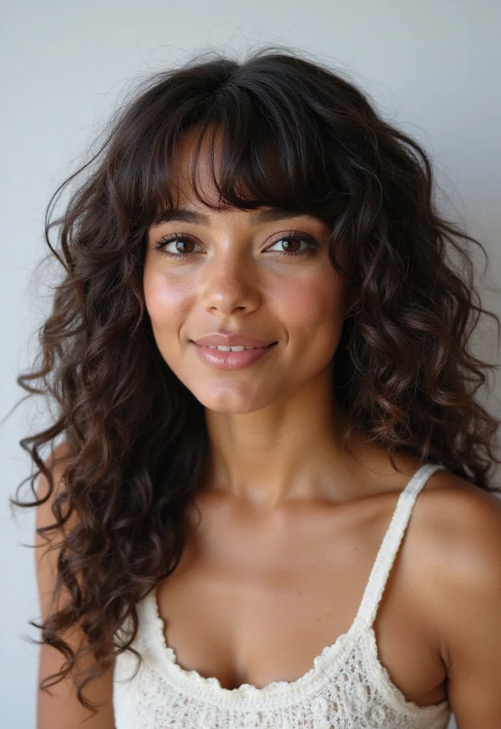 30 Iconic Hair Looks from Curly Crochet Hair Styles - 13. Crochet Bangs with Curly Locks