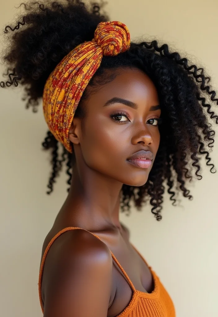 30 Iconic Hair Looks from Curly Crochet Hair Styles - 19. Curly Crochet Headwrap Style