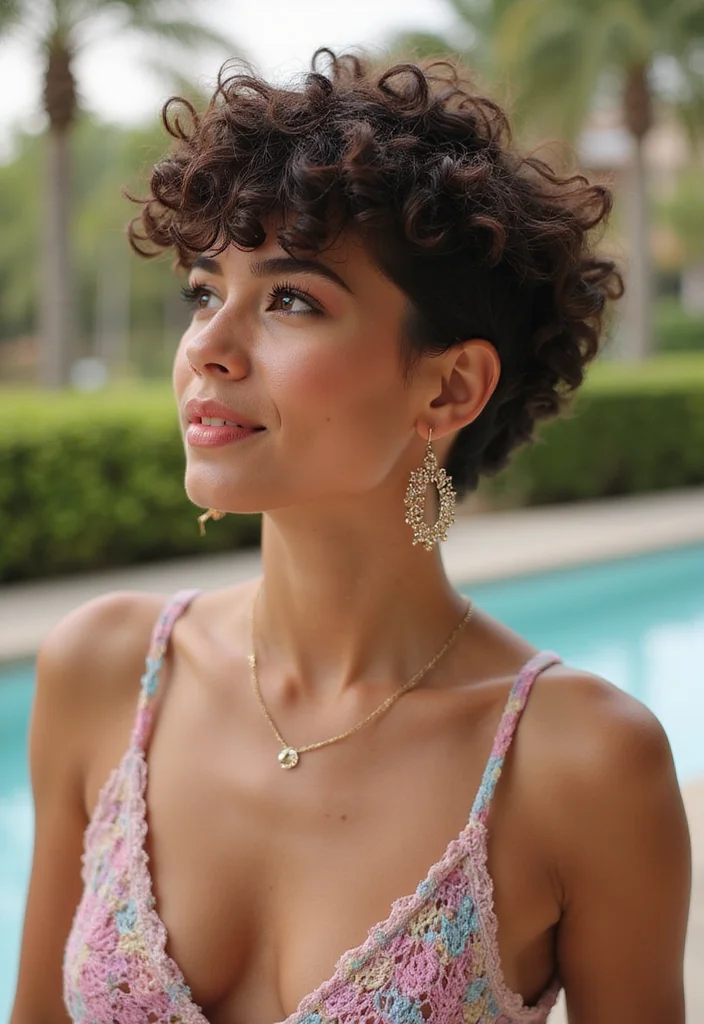 30 Iconic Hair Looks from Curly Crochet Hair Styles - 20. Crochet Pixie with Curls