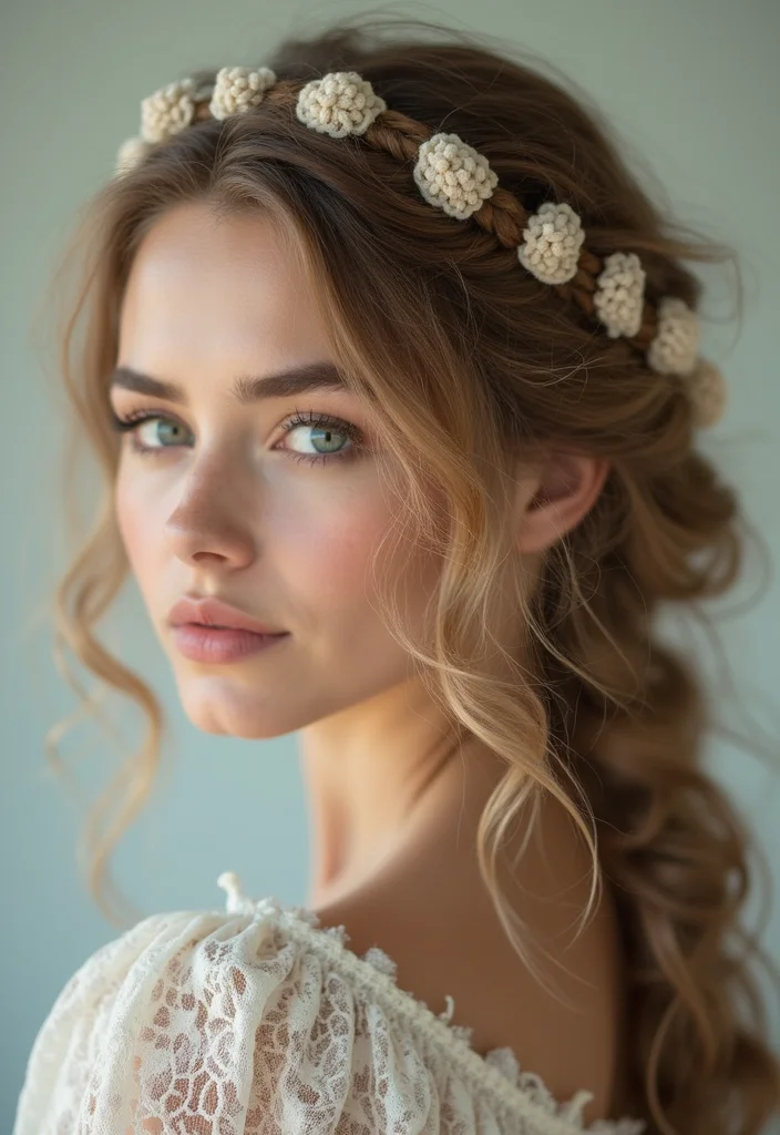 30 Iconic Hair Looks from Curly Crochet Hair Styles - 23. Crocheted Halo Braid with Curls