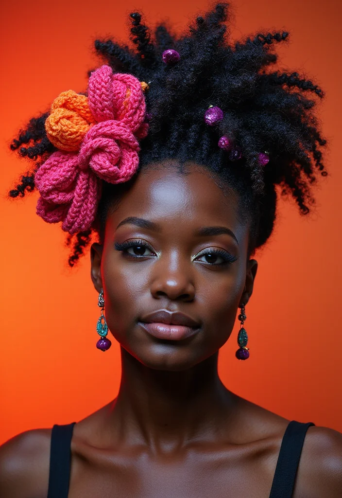 30 Iconic Hair Looks from Curly Crochet Hair Styles - 30. Funky Updo with Crochet Curls
