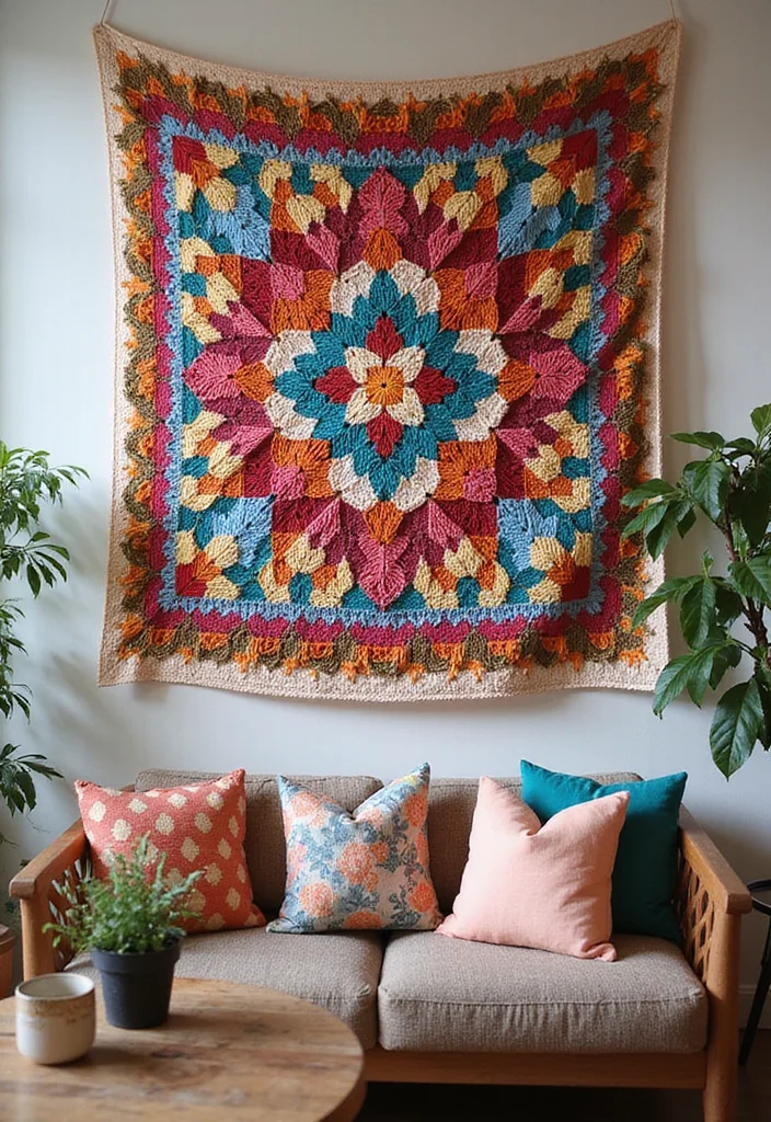 30 Ideas with How to Crochet a Granny Square You Must Try - 13. Granny Square Wall Hanging