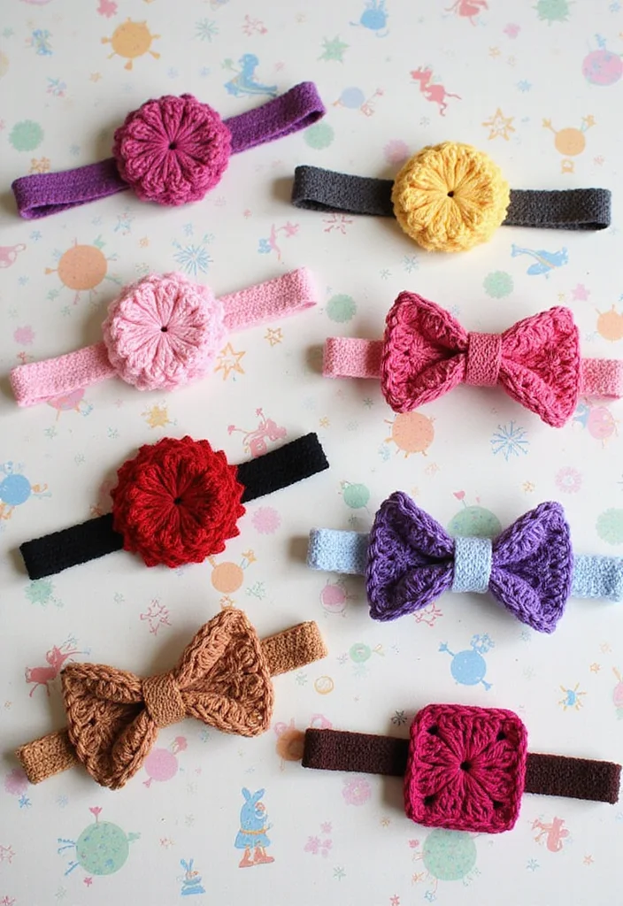 30 Ideas with How to Crochet a Granny Square You Must Try - 22. Granny Square Headbands for Kids