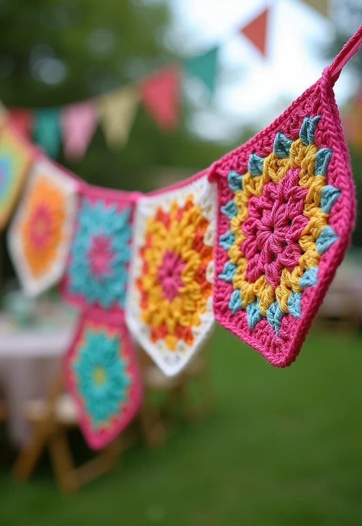 30 Ideas with How to Crochet a Granny Square You Must Try - 27. Granny Square Bunting