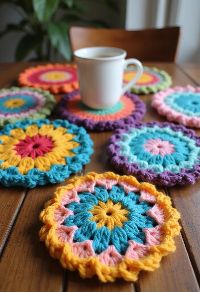 30 Ideas with How to Crochet a Granny Square You Must Try - 5. Granny Square Coasters
