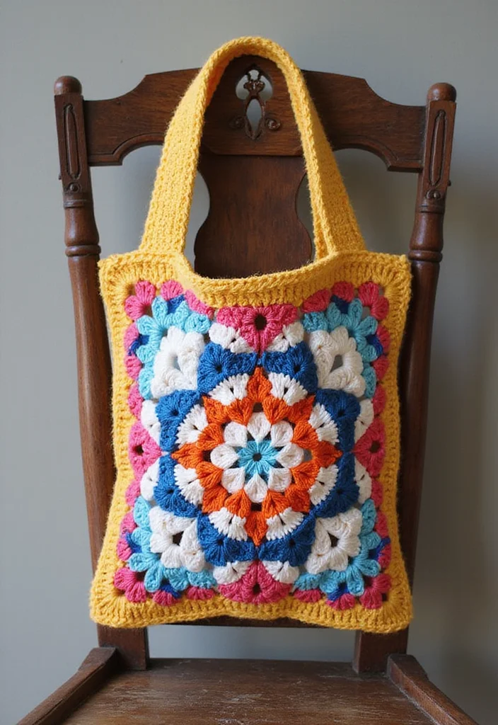 30 Ideas with How to Crochet a Granny Square You Must Try - 6. Granny Square Bag