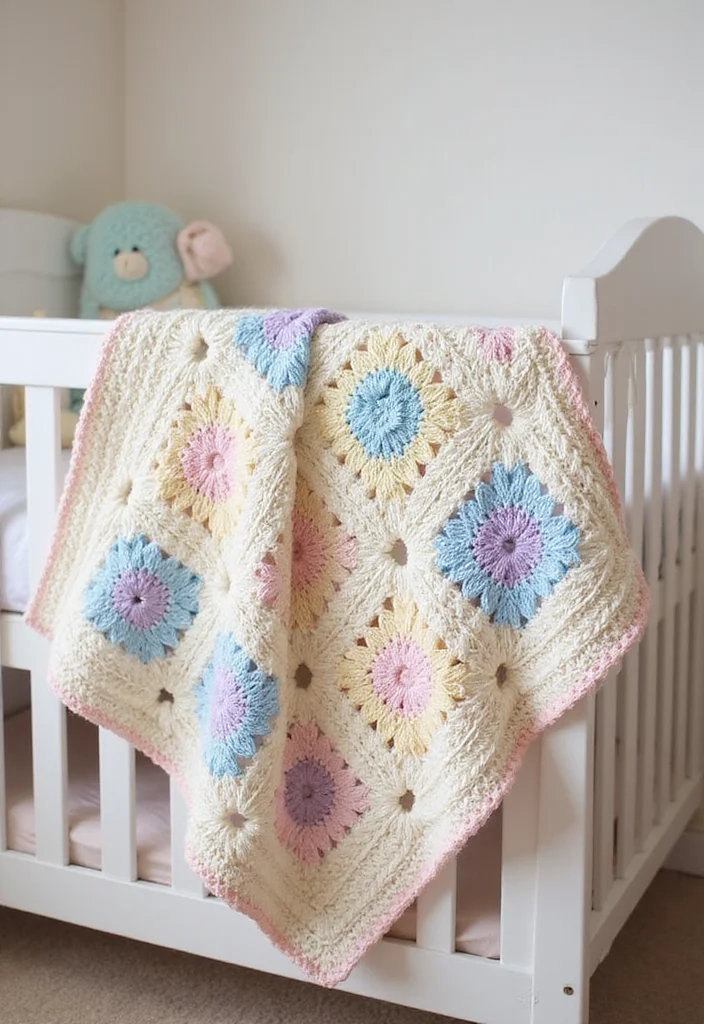 30 Ideas with How to Crochet a Granny Square You Must Try - 7. Granny Square Baby Blanket