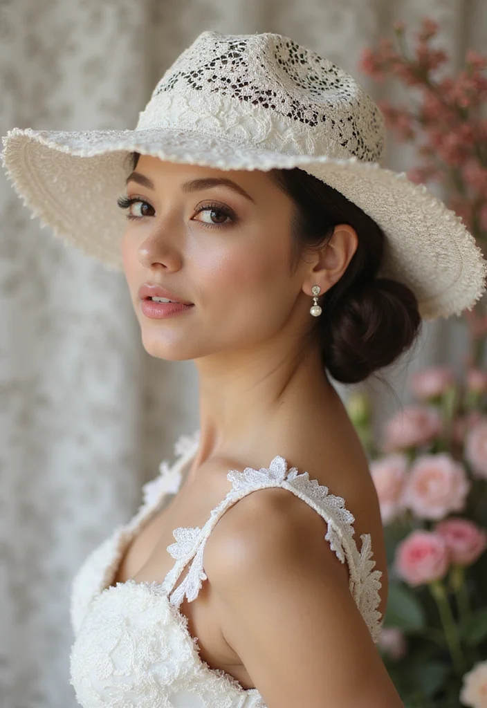 30 Must-Try Designs Using Crochet Hats Free Pattern - 20. Bridal Lace Hat