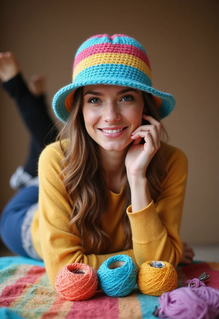30 Must-Try Designs Using Crochet Hats Free Pattern - 5. Colorful Striped Hat