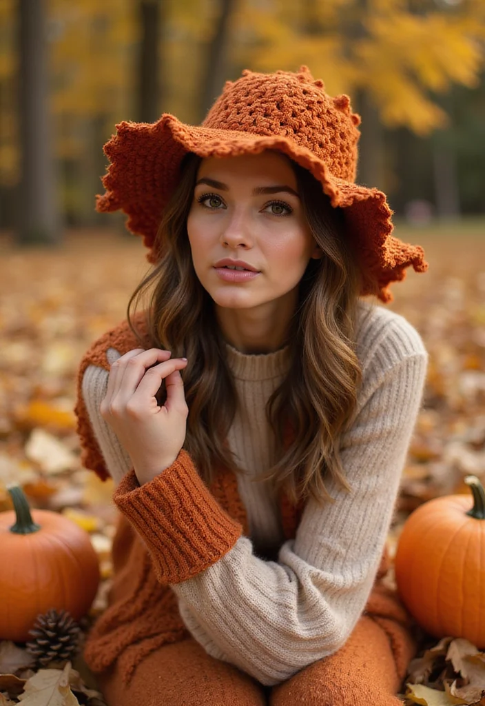 30 Must-Try Designs Using Crochet Hats Free Pattern - 9. Autumn Leaves Hat