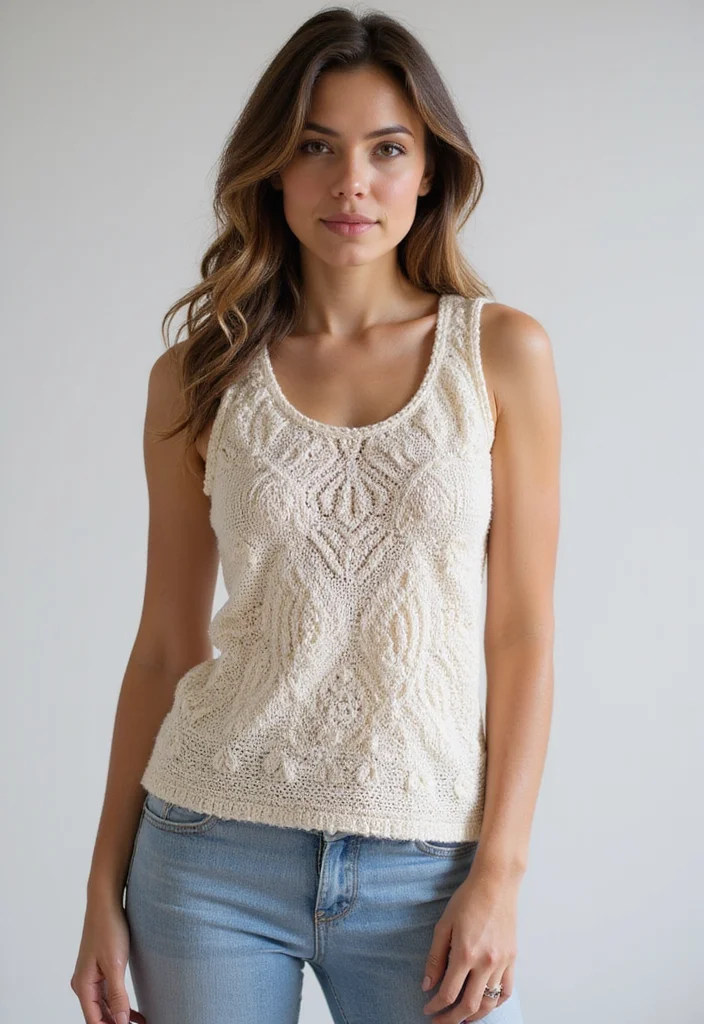 30 Stylish Patterns from Crochet Tank Top Free Patterns - 6. Textured Shell Top