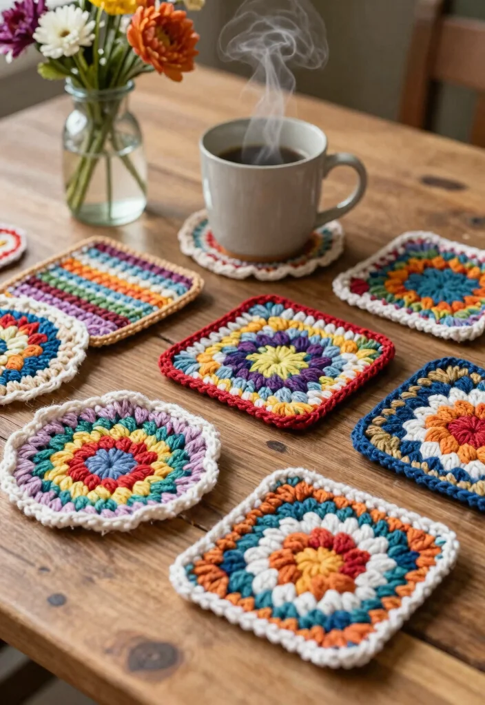19 Clever Handmade Ideas for Creative Reuse of Scrap Yarn - 1. Cozy Crochet Coasters 1