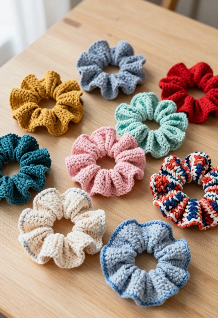 19 Clever Handmade Ideas for Creative Reuse of Scrap Yarn - 9. Fun Crochet Scrunchies 1