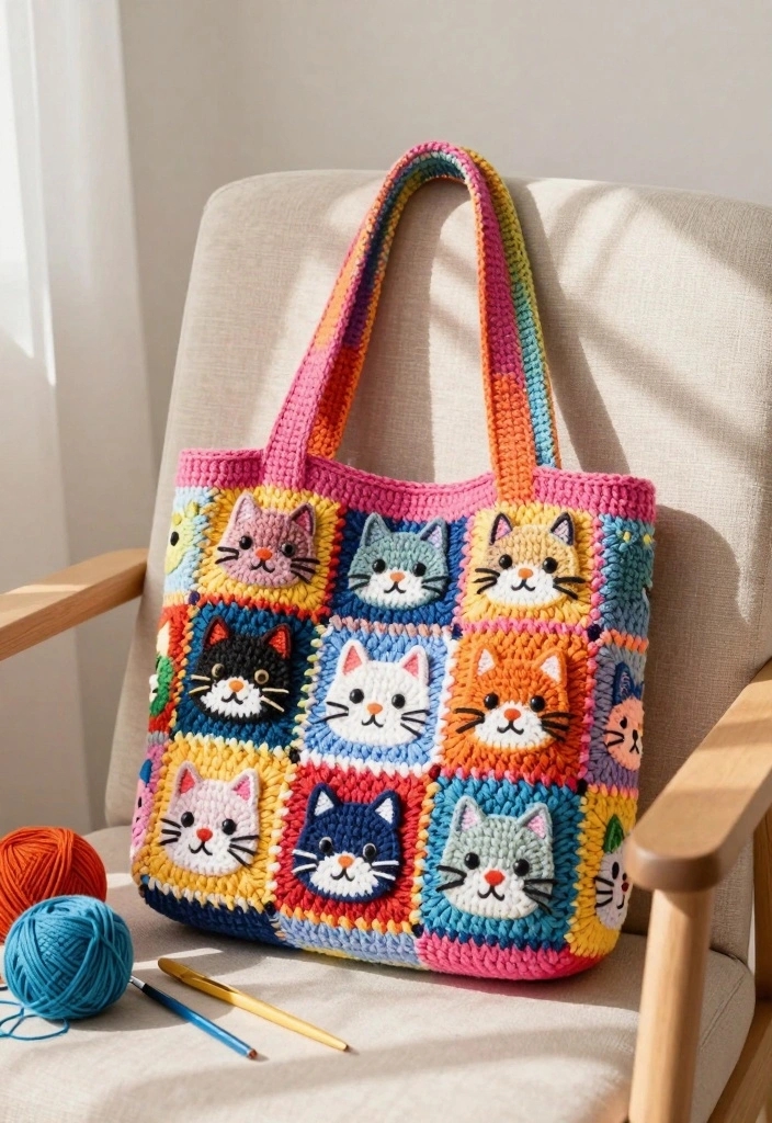 20 Adorable Cat Crochet Patterns: A Free Guide for Animal Lovers - 14. Cat-themed Bag 1