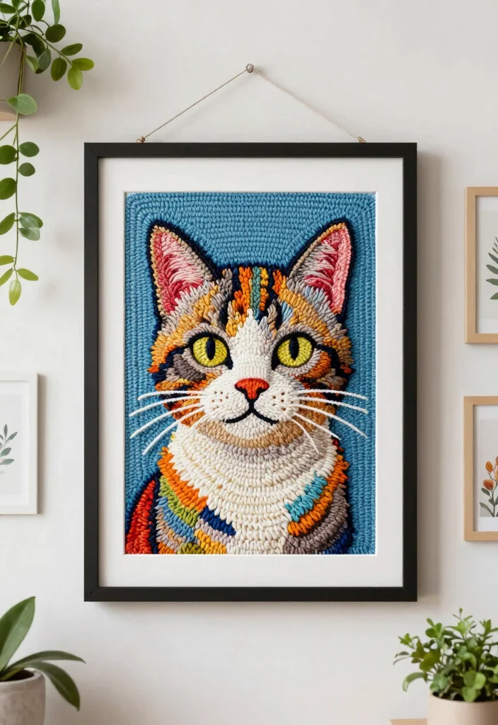 20 Adorable Cat Crochet Patterns: A Free Guide for Animal Lovers - 20. Cat Portrait Crochet Art 1