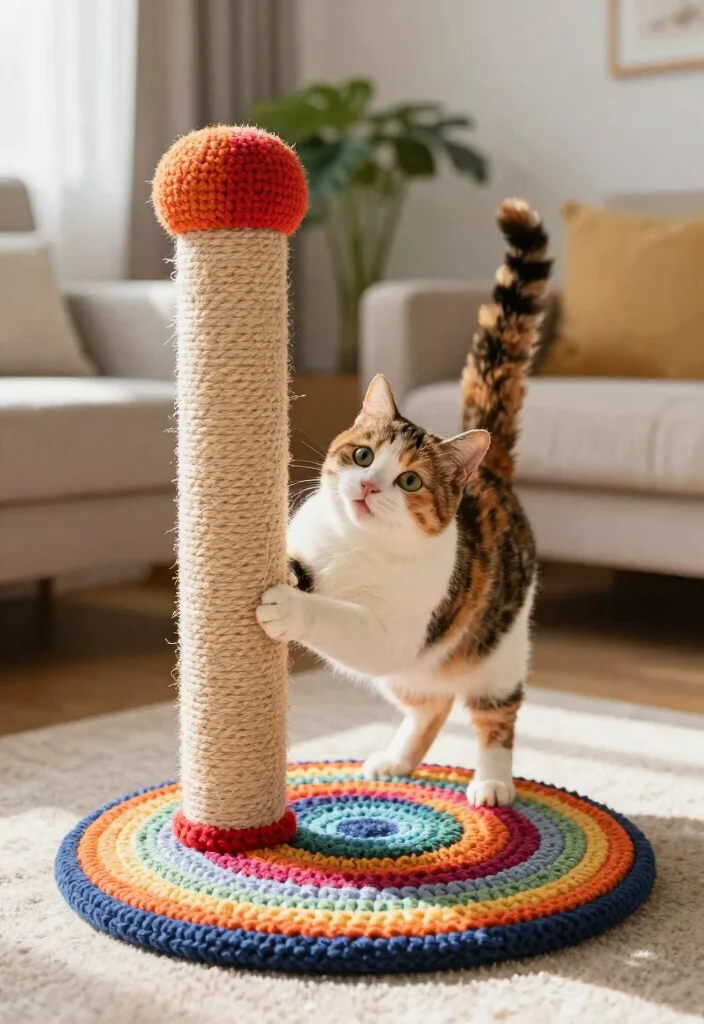 20 Adorable Cat Crochet Patterns: A Free Guide for Animal Lovers - 8. Cat Scratching Post 1