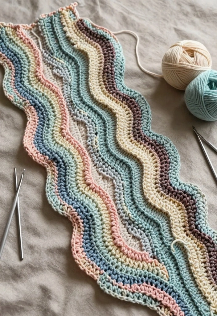 C2C Crochet Pattern Free Guide to Bold Geometric Designs with 18 Creative Layout Ideas - 8. Wavy Wonders 1