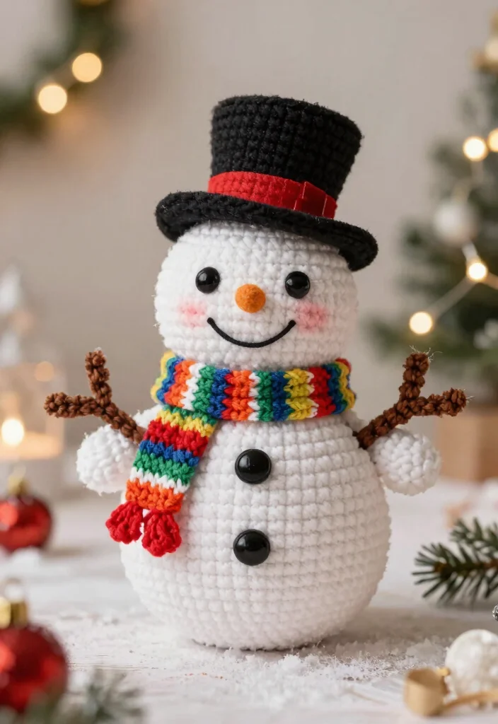 Christmas Crochet Patterns: Your Free Guide to Festive Handmade Decor - 11. Crochet Snowman Decoration 1