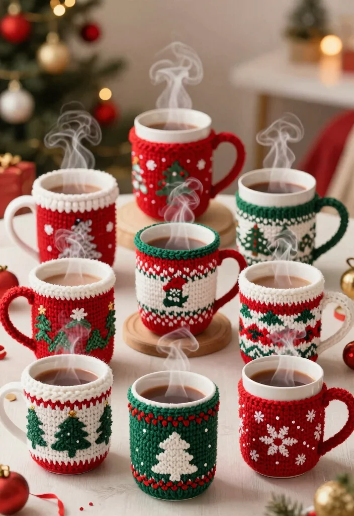Christmas Crochet Patterns: Your Free Guide to Festive Handmade Decor - 14. Crochet Holiday Mug Cozies 1