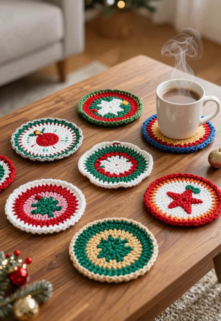 Christmas Crochet Patterns: Your Free Guide to Festive Handmade Decor - 8. Christmas Crochet Coasters 1