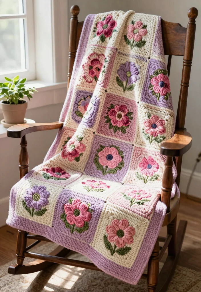 Crochet Afghan Patterns: Free Guide to Cozy Blanket Making with 18 Timeless Design Ideas - 7. Floral Motif Afghan 1