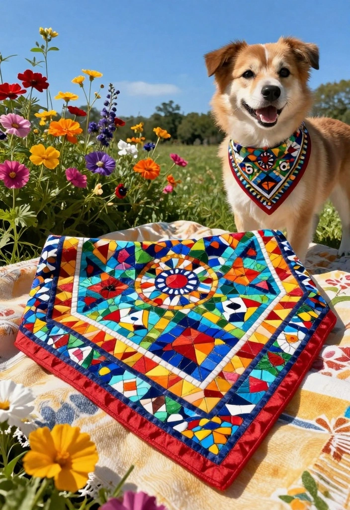 Crochet Bandana Pattern: Free Guide for Modern Accessories with 17 Trendy Style Ideas - 14. Colorful Mosaic Bandana 1