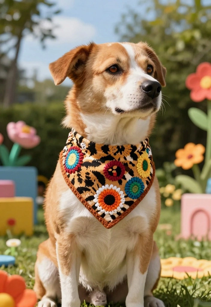 Crochet Bandana Pattern: Free Guide for Modern Accessories with 17 Trendy Style Ideas - 17. Funky Animal Print Bandana 1