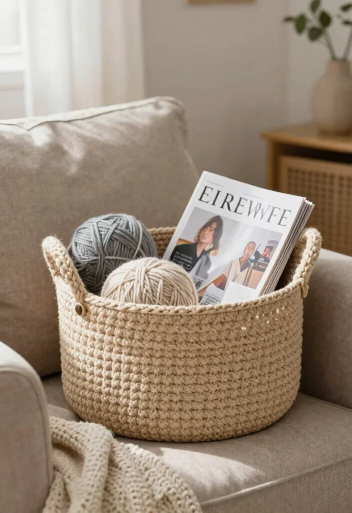 Crochet Basket Pattern Free Guide for Stylish Home Storage - 10. Crochet Basket with a Handle 1