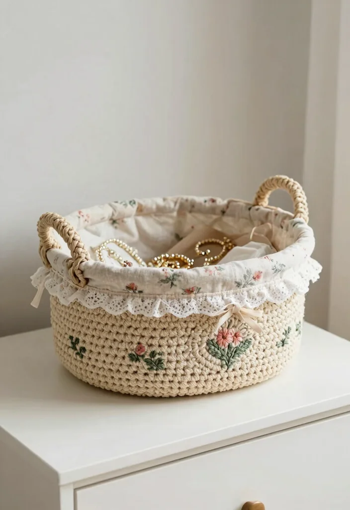 Crochet Basket Pattern Free Guide for Stylish Home Storage - 20. Crochet Basket with Fabric Lining 1