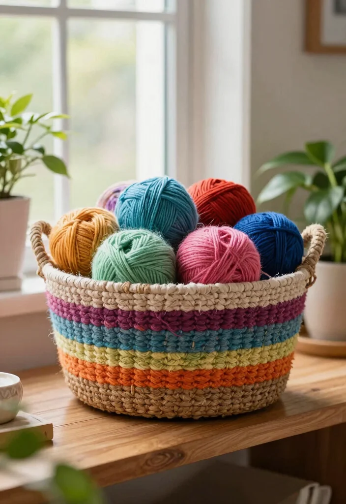 Crochet Basket Pattern Free Guide for Stylish Home Storage - 5. Eco-Friendly Recycled Yarn Basket 1