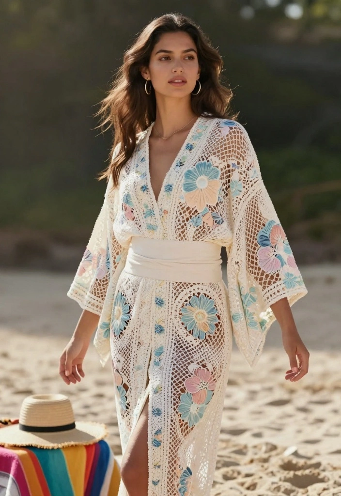 Crochet Beach Cover-Up Guide: 19 Breezy Style Ideas for Relaxed Summer Layers - 10. Crochet Kimono 1