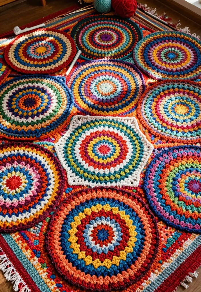 Crochet Blanket Patterns: A Free Guide for All Seasons with 20 Classic and Modern Designs - 7. Mandala Blanket: A Colorful Circle of Joy 1