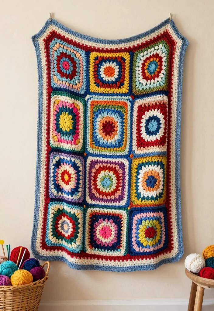 Crochet Blanket Patterns: A Free Guide for All Seasons with 20 Classic and Modern Designs - 9. Mosaic Crochet Blanket: Artistic and Intricate 1