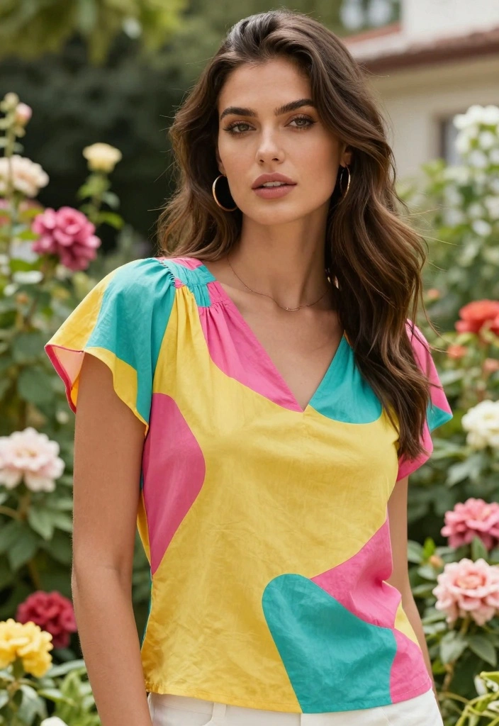 Crochet Blouse Free Pattern Guide for Handmade Fashion Lovers: 20 Wearable Style Ideas - 12. Brightly Colored Summer Blouse 1